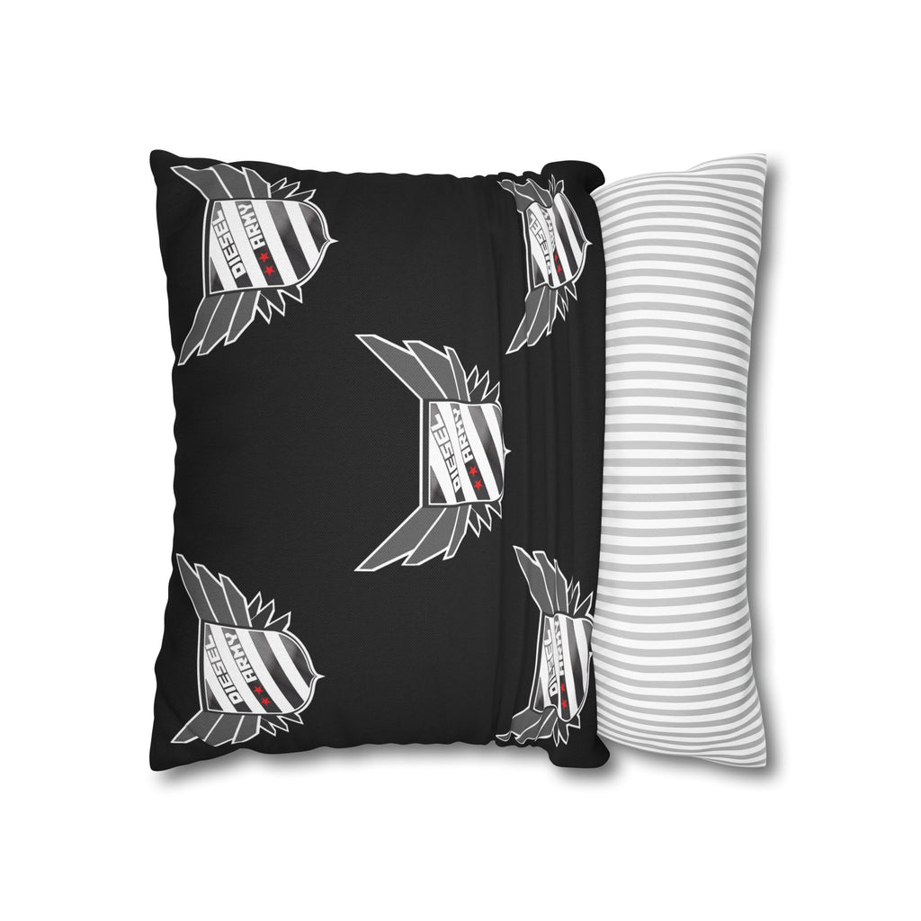 Black Shield Wing Accent Pillowcase — 'Genuine' Crest Pattern Decorative Throw Pillow