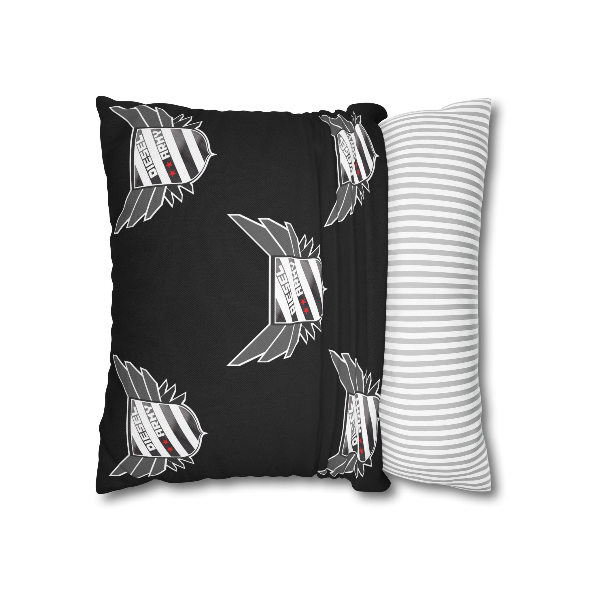 Black Shield Wing Accent Pillowcase — 'Genuine' Crest Pattern Decorative Throw Pillow