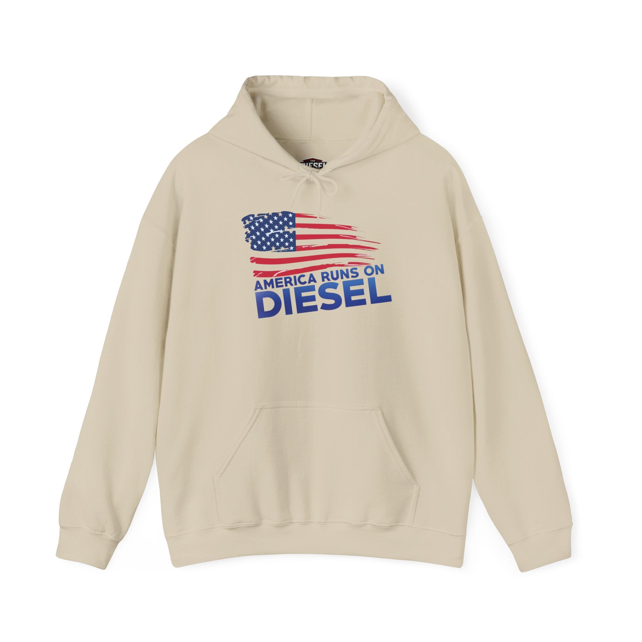 Diesel Pride Hoodie — "America Runs on Diesel" Patriotic Flag Sweatshirt