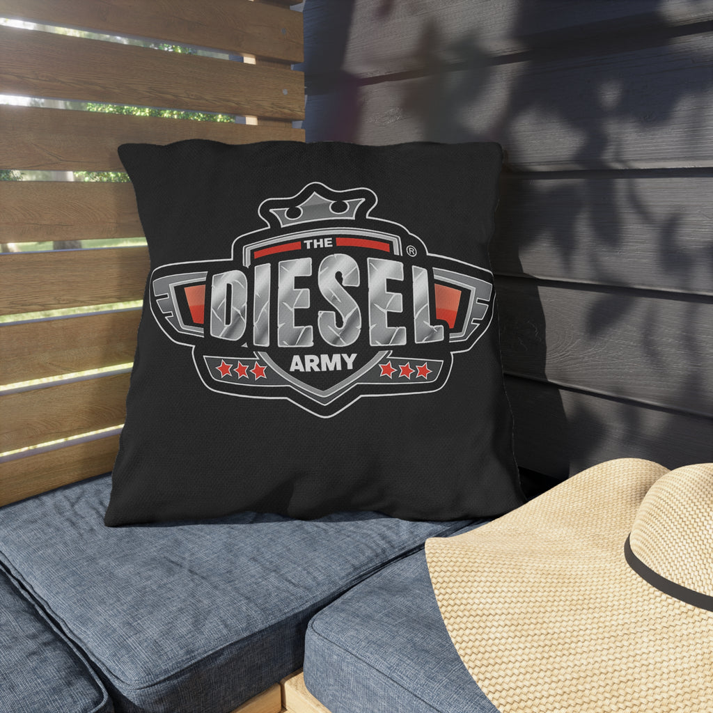 Diesel Army Outdoor Pillow - Rugged Vehicle Logo Accent Cushion